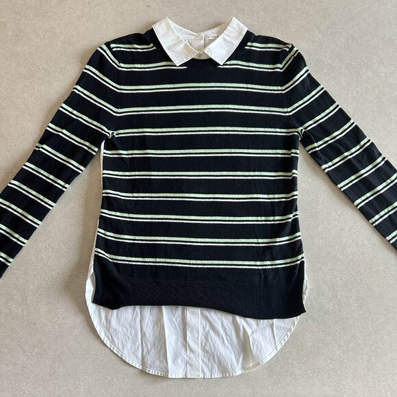 Veronica Beard Collared Button Back Striped Shirt Sweater ASO Spencer Hastings - Picture 5 of 11